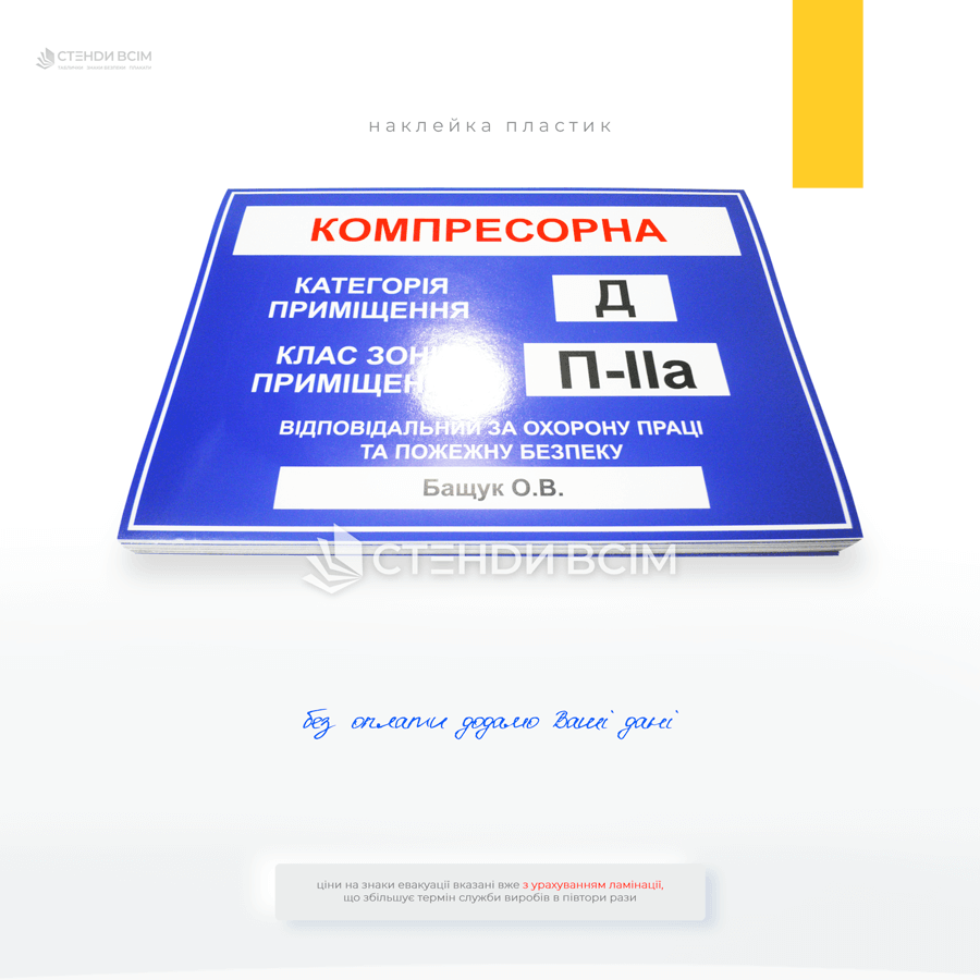 Знаки категории пожарной опасности в соответствии с Национальным стандартом "Принципы классификации и методы определения категорий пожарной опасности" (ДСТУ 4120:2002)