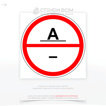 Знаки категории помещений F108 «А» для помещения, в которых находятся горючие газы, легковоспламеняющиеся жидкости с температурой вспышки не более 28°C