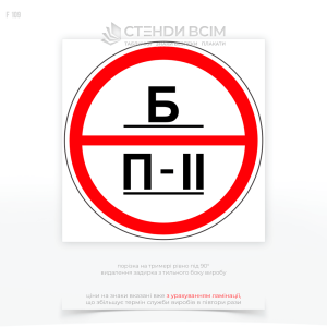 Знаки категории помещений F109 «Б» для помещения, где находятся взрывоопасные вещества или материалы, но в меньших количествах, чем в категории А. Примеры включают лаборатории, где проводятся исследования по взрывоопасным веществам.