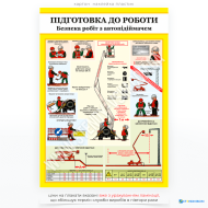 Плакат «Подготовка к работе на автоподъемнике», предназначенный для обеспечения безопасности работников при работе с автоподъемниками, предупреждение травм и несчастных случаев, связанных с нарушением правил эксплуатации.