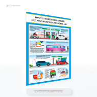 Плакат «Протипожежні заходи під час заправляння на АЗС», який призначений для інформування водіїв та працівників АЗС про правила безпеки, спрямовані на запобігання виникненню пожеж або інших надзвичайних ситуацій, пов'язаних з горючими матеріалами.