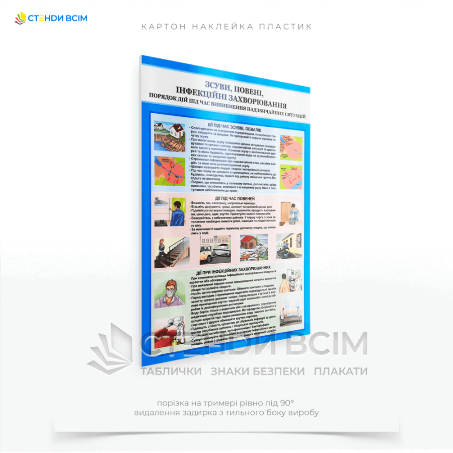 Плакат «Дії під час обвалів», який є важливою складовою системи громадської безпеки та допомагає знизити ризики та втрати під час природних катастроф або техногенних аварій у гірській місцевості в період інтенсивних опадів.