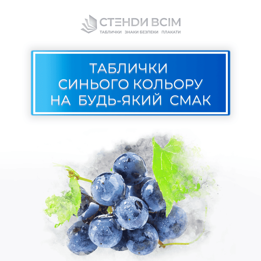 «Таблички синього кольору», які використовуються, де потрібна чітка, спокійна і доступна інформація про функції приміщень або робочі процеси та часто мають нейтральний та інформативний характер коли треба організувати  переміщення людей.