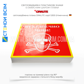 Таблички «Обережно міни» використовують у випадках, коли є ризик наявності мін або інших вибухонебезпечних предметів на певній території, де проводяться інженерні роботи з розмінування, навчальні полігони, в зоні бойових дій.