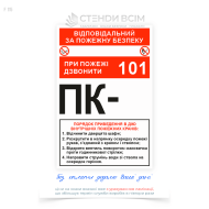 Знак пожарной безопасности F115 «Комбинированный знак ПК. Порядок приведения в действие пожарного крана», содержащий информацию о том, как правильно использовать пожарный кран при пожаре и включает три основных элемента.