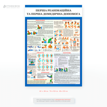 Стенд «Перша реанімаційна та перша домедична допомога» — практичний та наглядний інформаційний матеріал для сучасного робочого середовища.