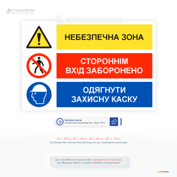 Строительная вывеска опасная зона вход запрещено одеть каску знак прохода и знак каски