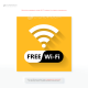 Жовта інформаційна табличка «WI-FI free» призначена для позначення місць із безкоштовним доступом до Wi-Fi. Яскравий дизайн та зрозумілий символ.
