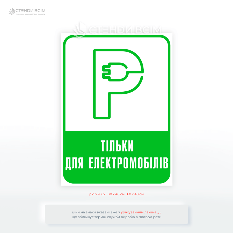 Знак «Парковка только электромобилей» показывает, что на площадке разрешено парковаться только электромобилям и упорядочивает использование паркомест, особенно возле зарядных устройств.