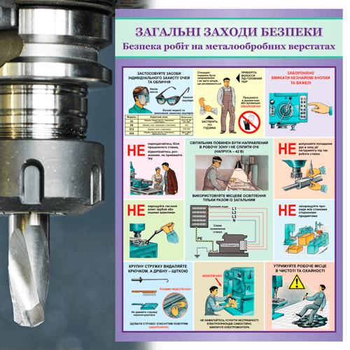Інформаційні плакати з охорони праці та техніки безпеки Безпека роботи на верстатах від виробника